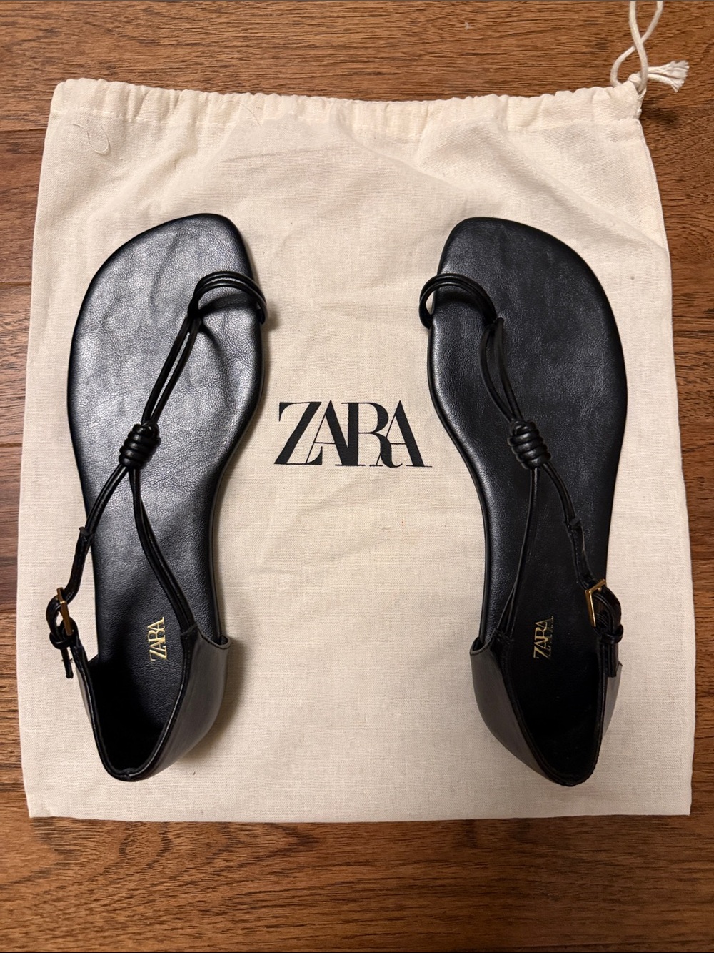 Zara toe loop leather sandals size 7 / 37 - Picture 2 of 10